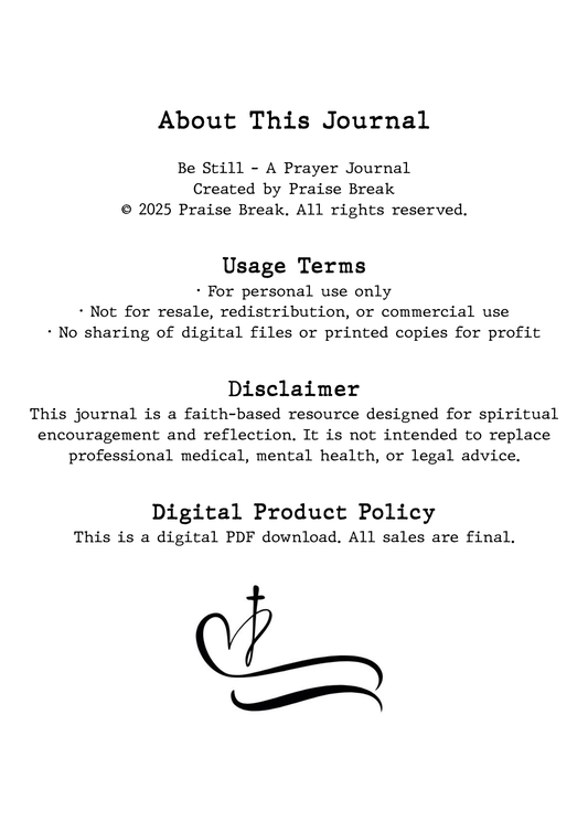 Be Still Prayer Journal Digital
