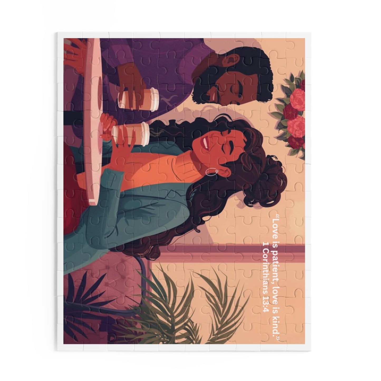 Romantic Coffee Date Puzzle – "Love is patient, love is kind" (1 Corinthians 13:4)