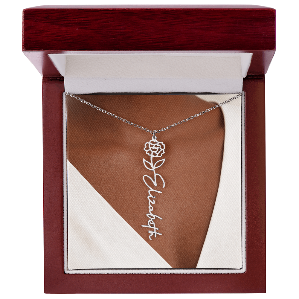 Custom Name Necklace w/Flower
