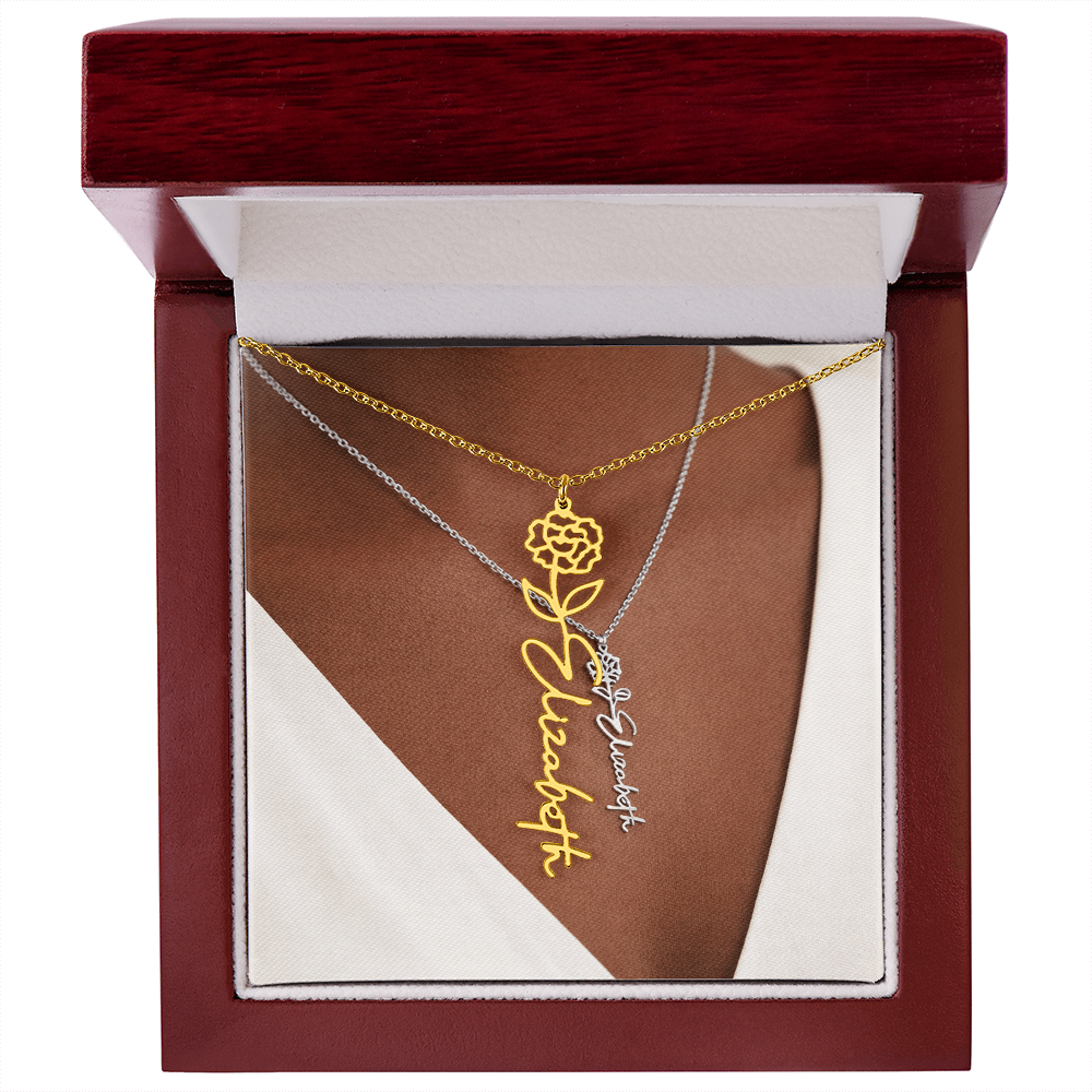 Custom Name Necklace w/Flower
