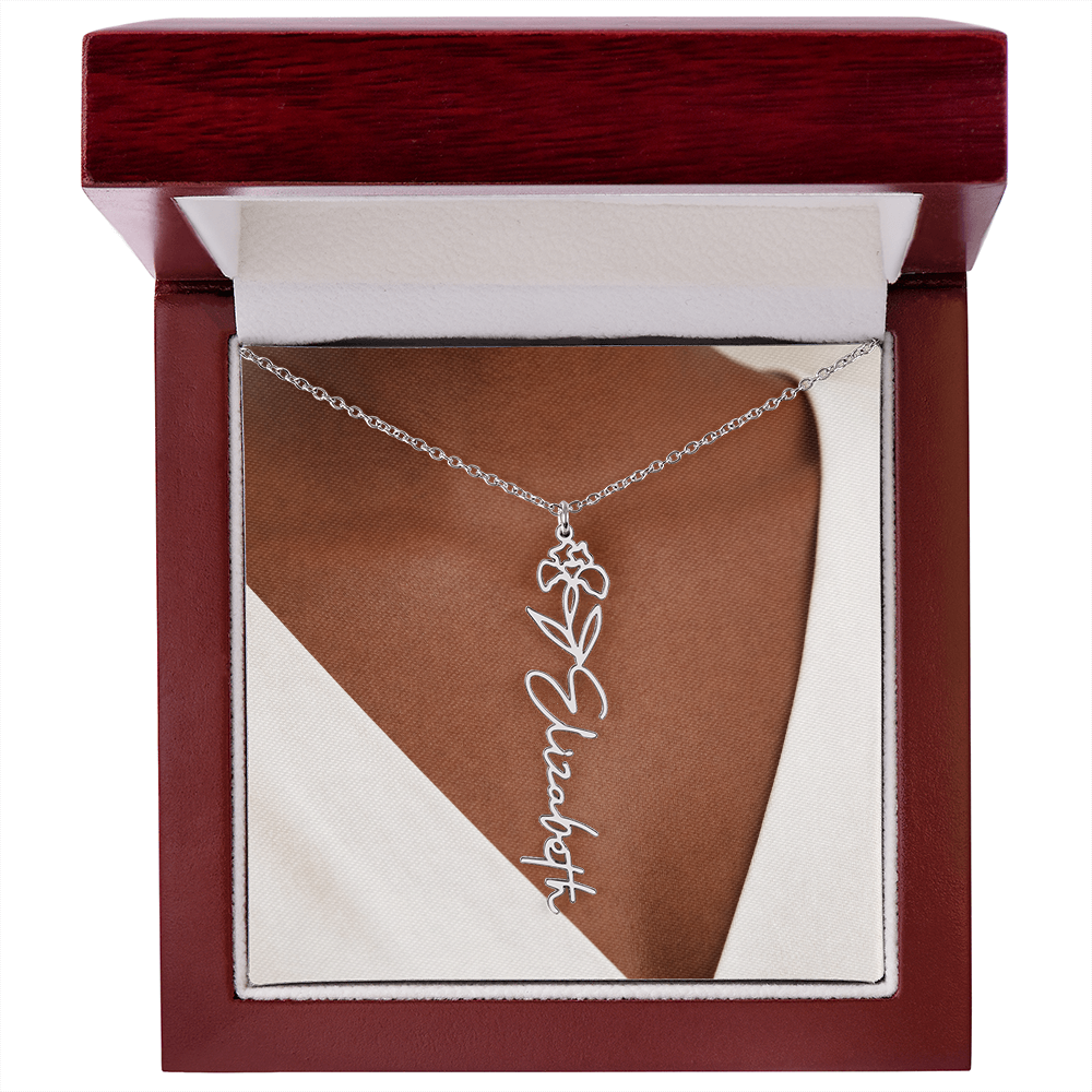 Custom Name Necklace w/Flower