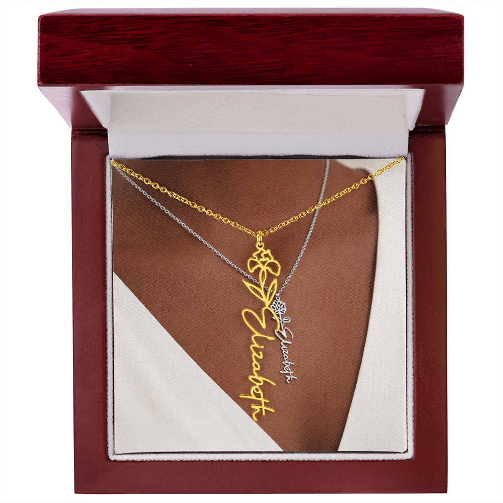 Custom Name Necklace w/Flower