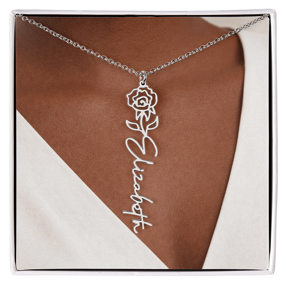 Custom Name Necklace w/Flower