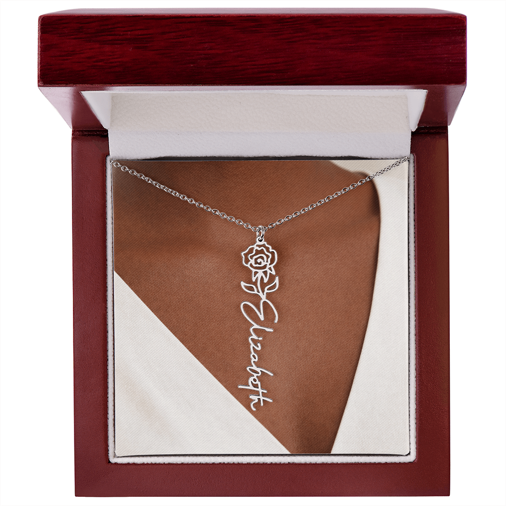 Custom Name Necklace w/Flower