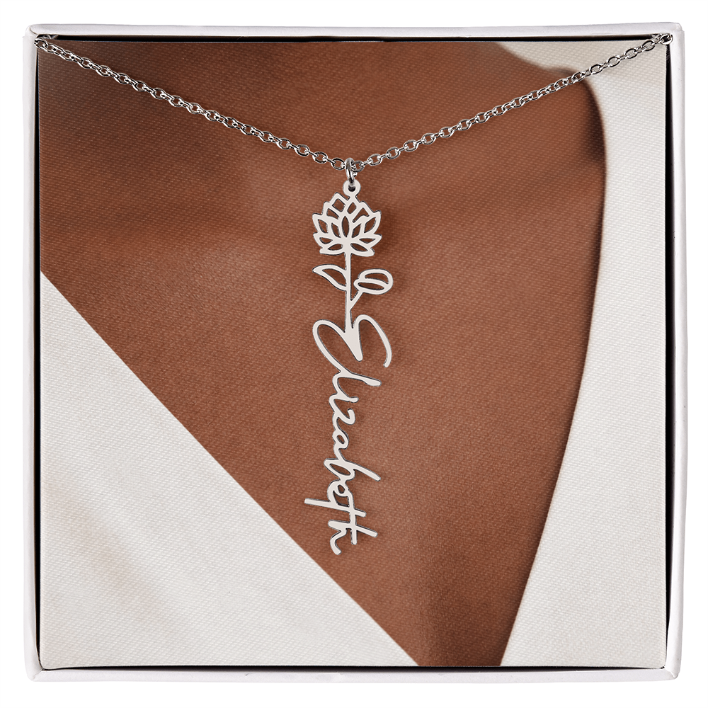 Custom Name Necklace w/Flower