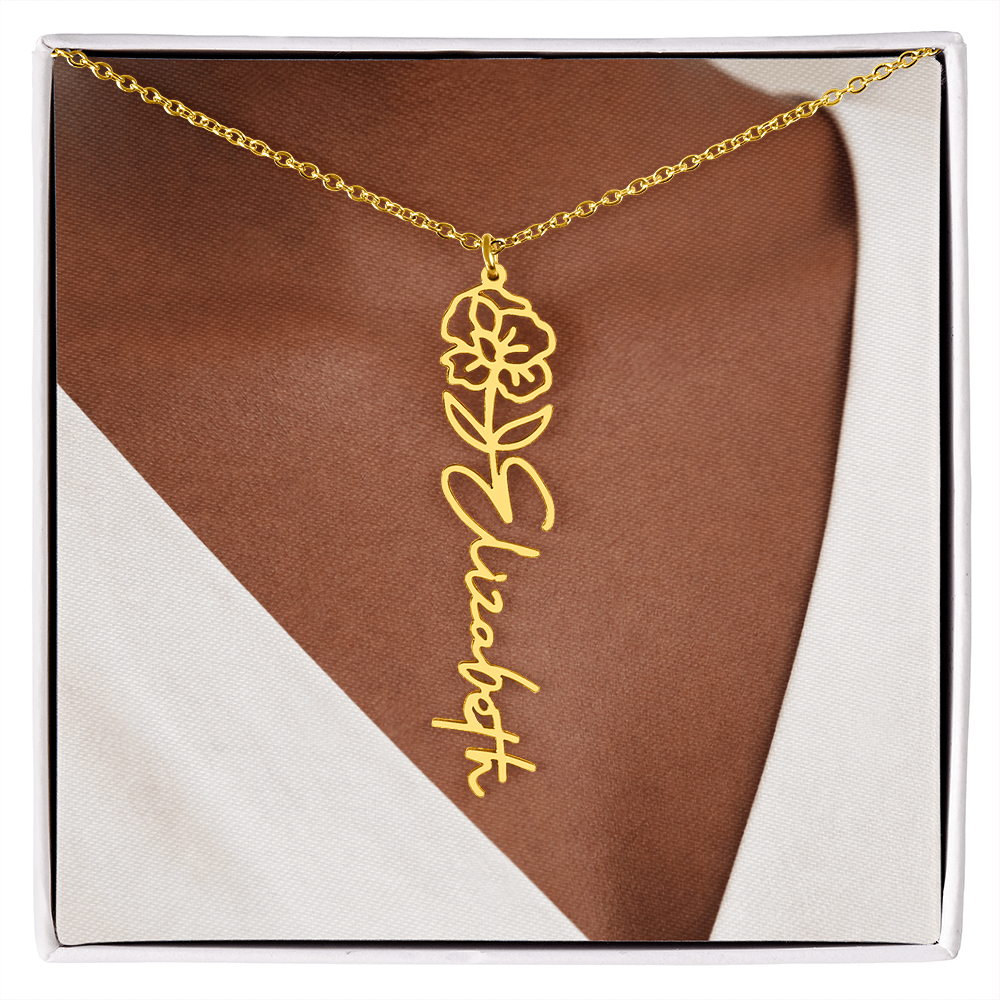 Custom Name Necklace w/Flower