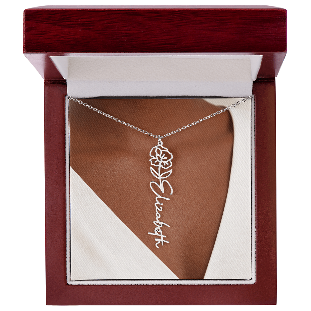Custom Name Necklace w/Flower