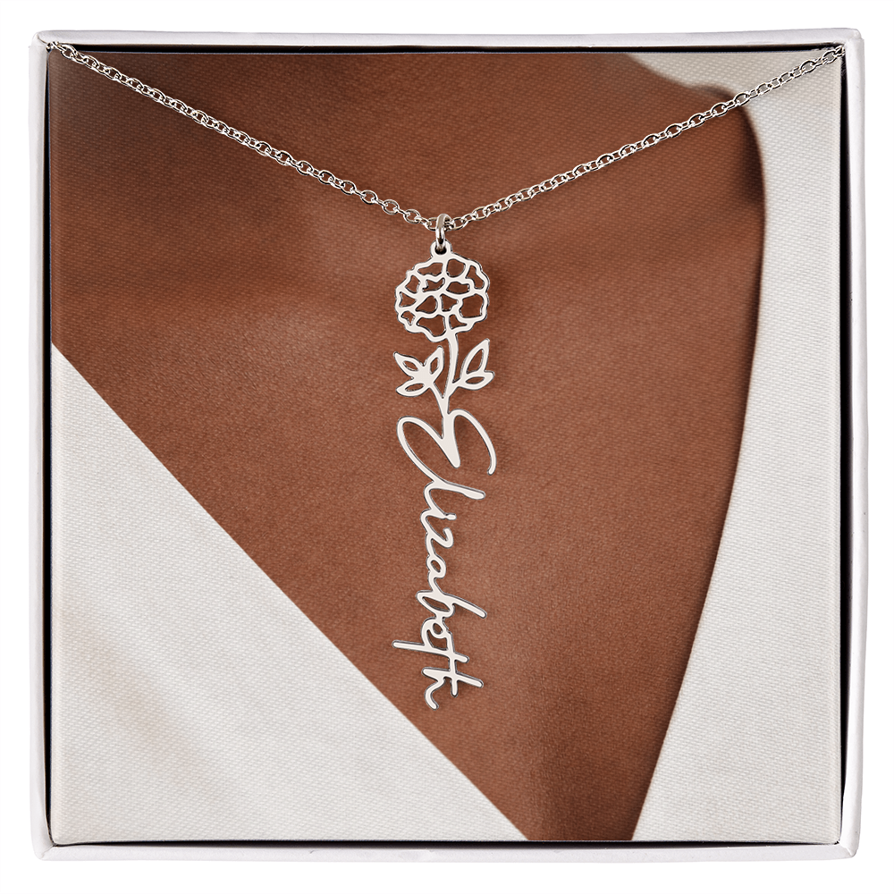 Custom Name Necklace w/Flower