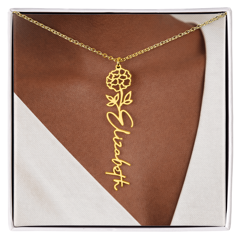 Custom Name Necklace w/Flower