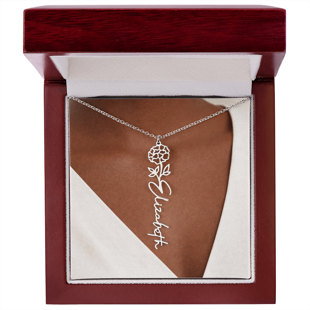 Custom Name Necklace w/Flower
