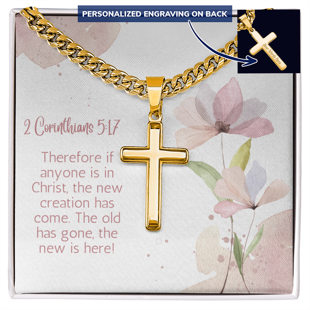 Personalized Cross with Cuban Link Chain