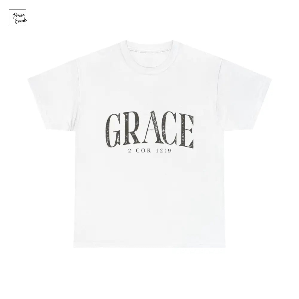 Grace T‑Shirt - ’GRACE’ 2 Cor 12:9 Christian Faith Tee White / S T-Shirt